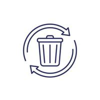 icono de línea de residuos de reciclaje con papelera vector