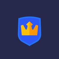 shield and crown vector icon