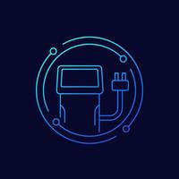 charging station for electric cars, EV line vector icon