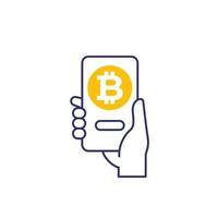 bitcoin wallet, mobile app for crypto icon vector