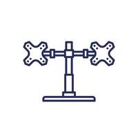 monitor stand with two mounts line icon vector