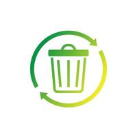 icono de residuos de reciclaje con un cubo de basura vector