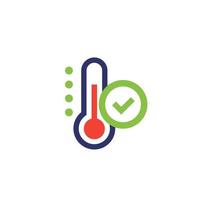 icono de control de temperatura con una marca de verificación vector