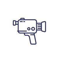 video camera, retro camcorder line icon vector