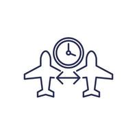 connecting flight, transit time line icon vector