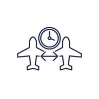 connecting flight, transit time line icon vector