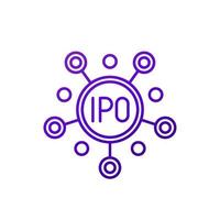 icono ipo, vector de línea de oferta pública inicial