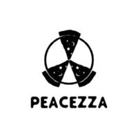 Illustration restaurant pizza and peace sign and symbol logo design vector