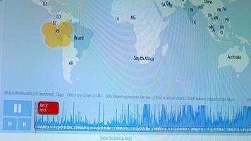 mondo carta geografica con diverso obiettivi per informatica attacco. pirateria e tecnologia concetto. macro tiro a tenere sotto controllo pixel video