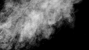 Floating particles in the form of fine round dust of white color on a black background video