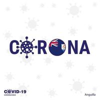 Anguilla Coronavirus Typography COVID19 country banner Stay home Stay Healthy Take care of your own health vector
