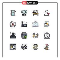 Set of 16 Modern UI Icons Symbols Signs for digital love light user office Editable Creative Vector Design Elements