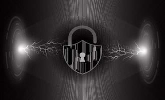 Modern Holographic Padlock on Technology Background vector