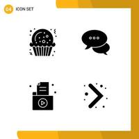 User Interface Pack of 4 Basic Solid Glyphs of christmas folder bubble chatting record Editable Vector Design Elements