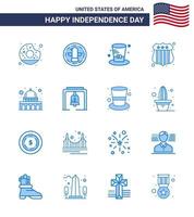 Big Pack of 16 USA Happy Independence Day USA Vector Blues and Editable Symbols of usa capitol day usa police badge Editable USA Day Vector Design Elements