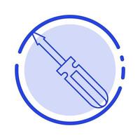 Screw Driver Tool Repair Tools Blue Dotted Line Line Icon vector