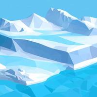 ice floats like an iceberg. Glacier on the frozen blue water surface. vector