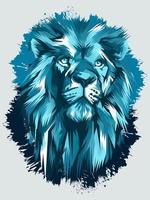 Blue Lion head vector illustration