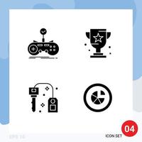 Modern Set of 4 Solid Glyphs Pictograph of check sport gamepad cup key Editable Vector Design Elements
