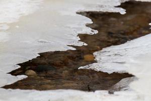 Baltic Sea Coast With Pebbles And Ice at Sunset photo