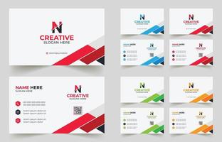 Multipurpose corporate business card template with blue, green, red, and yellow colors vector