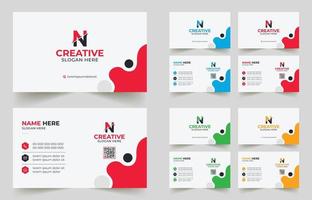 Multipurpose corporate business card template with blue, green, red, and yellow colors vector