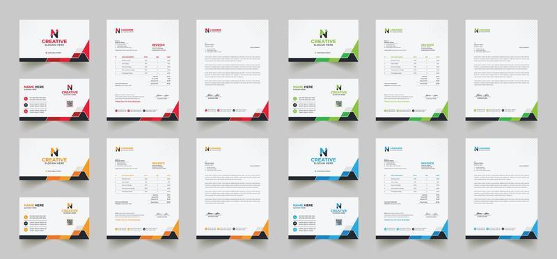 Corporate branding identity design includes Business Card, Invoices, Letterhead Designs, and Modern stationery packs with Abstract Templates