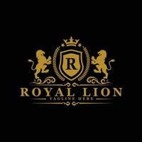 insignias logotipo heráldico del león real vector