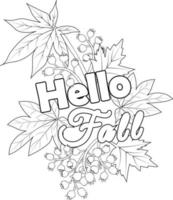 Hello fall coloring page vector