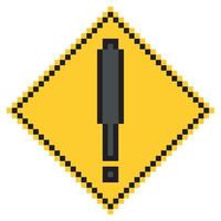 Warning traffic  sign with exclamation mark symbol pixel art. vector