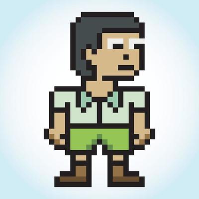 Pixel art cute school children character.back to school. Vector illustration.