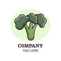 Broccoli Vegetable Logo Design With Outline Vector