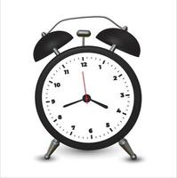 Alarm Clock black ringing Realistic 3d vector illustration