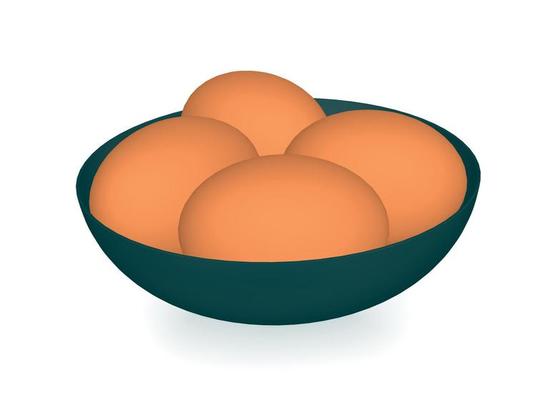 Four eggs are arranged in a vessel Realistic 3d vector illustration