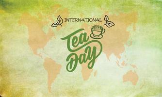 international tea day or national tea day abstract background isolated in light green and world map background vector