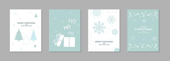 Set of merry christmas and new year greeting cards. Speech text design with simple elements. Vector illustration