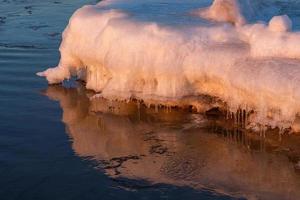 Baltic Sea Coast in Winter With Ice at Sunset photo