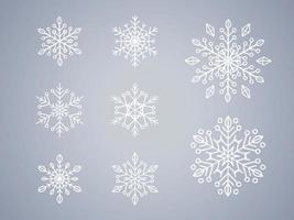 Snowflake Collection on isolated background. Frost background. Christmas icon. Vector illustration