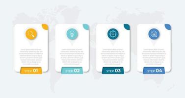 plantilla de diseño infográfico.proceso de negocio con 4 pasos. elementos de línea delgada de vector para presentación