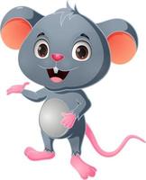 Cute little mouse cartoon presenting vector