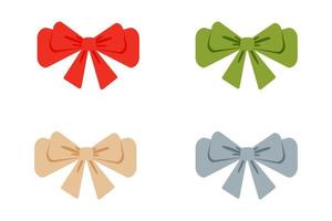 Festive bows in different color Vector illustration holiday symbol on white background