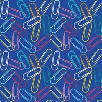 Repeat pattern office related items Colorful paper clips on blue background vector