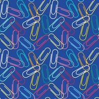 Repeat pattern office related items Colorful paper clips on blue background vector