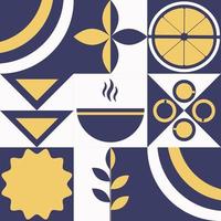 Abstract geometric background of Tea time in Bauhaus style. Banner for brochures, poster design. Vector illustration.