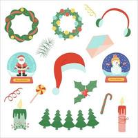 Christmas vector elements in a flat style.