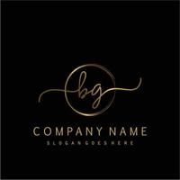 Initial BG handwriting logo with circle hand drawn vector