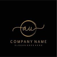 Initial AU handwriting logo with circle hand drawn vector