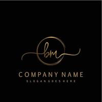 Initial BM handwriting logo with circle hand drawn vector