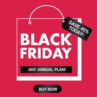 Black friday sale design template Text with decorative red bow. Vector illustration