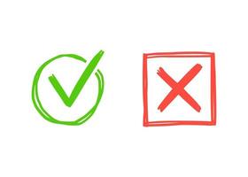 Green check and red cross mark. vector